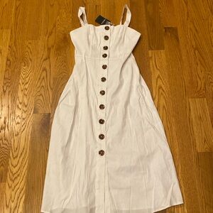 Forever 21 White Button-Up Woven Sundress Small (B)